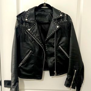 One of a kind western vegan leather jacket